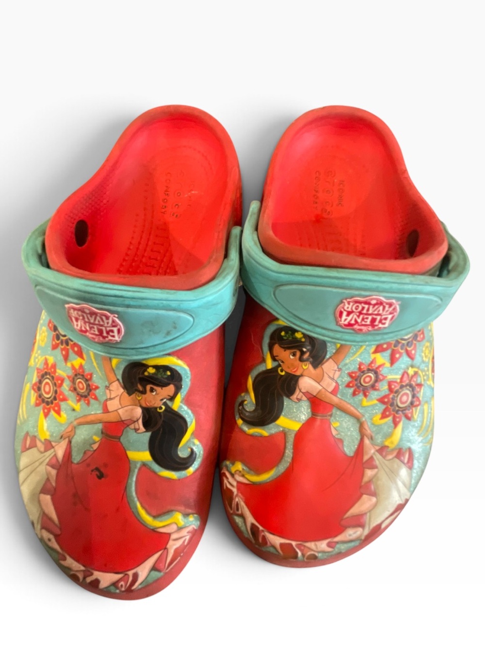CROCS Kids Sandals with Elena of Avalor Red and Teal Graphics